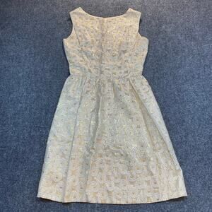 Vintage Elinor Gay Orginal 1950s Gold Lamé Sleeveless Cocktail Dress Size 12